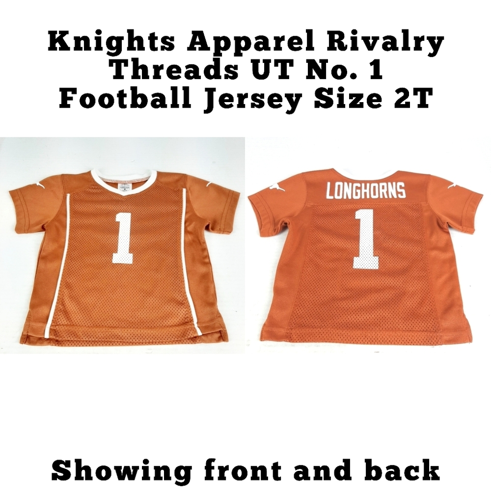 🍀🛍Knights Apparel Rivalry Threads UT No. 1 Football Jersey Size 2T Polyester - Picture 2 of 6